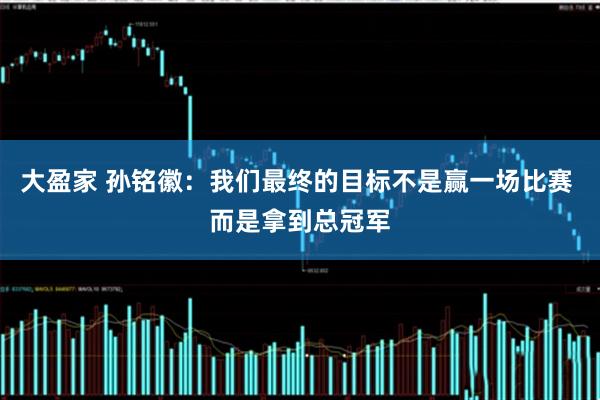 大盈家 孙铭徽：我们最终的目标不是赢一场比赛 而是拿到总冠军