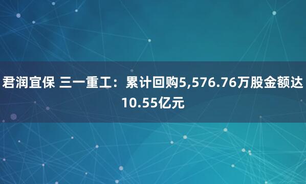 君润宜保 三一重工：累计回购5,576.76万股金额达10.55亿元
