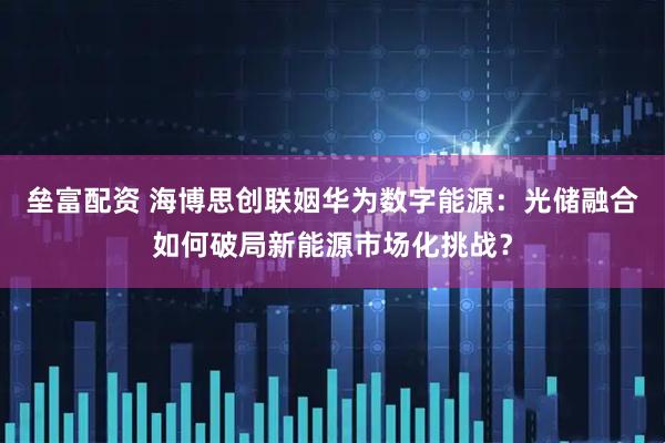 垒富配资 海博思创联姻华为数字能源：光储融合如何破局新能源市场化挑战？