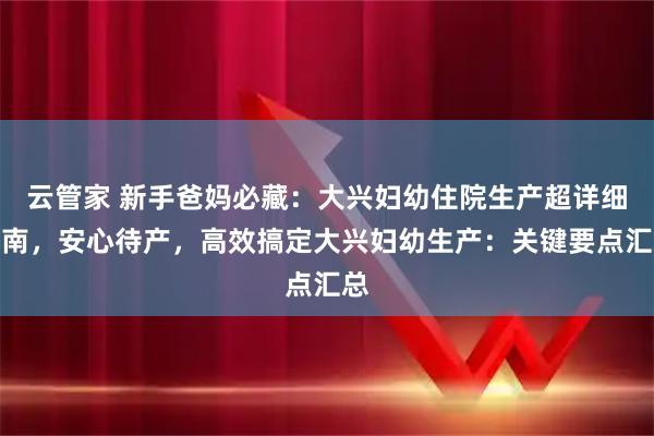 云管家 新手爸妈必藏：大兴妇幼住院生产超详细指南，安心待产，高效搞定大兴妇幼生产：关键要点汇总